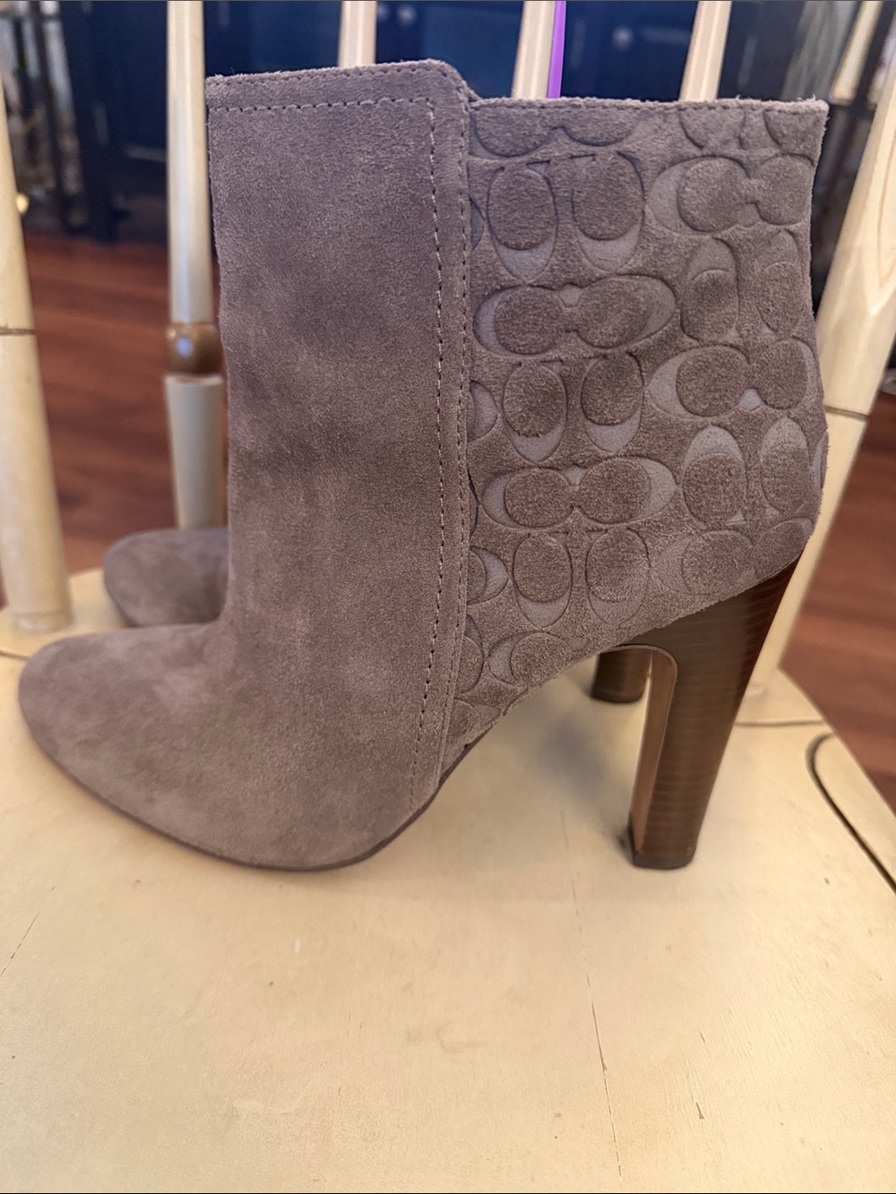 Coach Hanni Signature Embossed Suede Ankle Boots